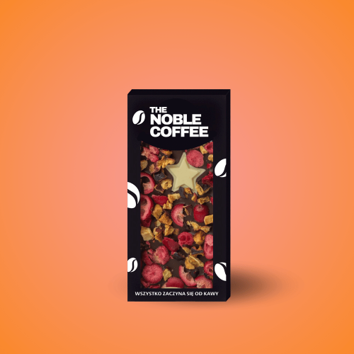 Czekolada świąteczna gorzka z żurawiną i śliwką, palarnia kawy Noble Coffee